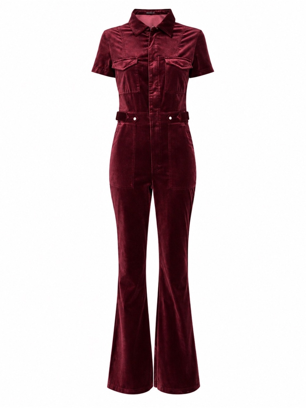 Good American Fit For Success Velvet Bootcut Jumpsuit Oxblood Size L (NWT) - Picture 3 of 6